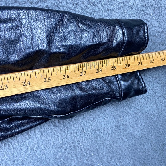 Levis‎ Mens Black Faux Leather Hooded Trucker Jacket Large Full Zip - Picture 6 of 8